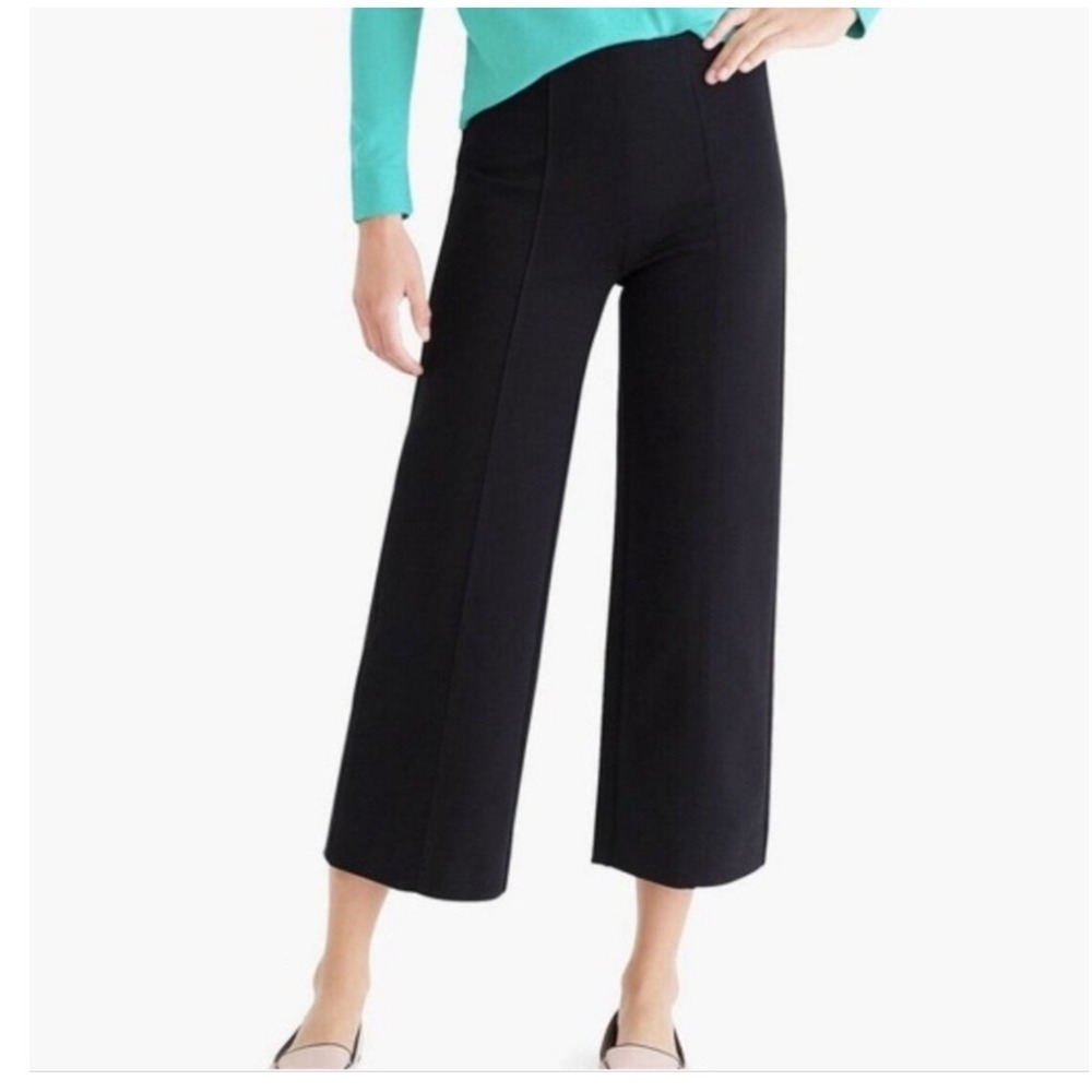 J. Crew Ponte Wide Leg Crop Pant Black 18